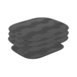 A stack of four black rubber car floor mats with a zigzag pattern sits neatly, reminiscent of the sturdy and durable materials used in delivery robots. These mats are engineered to protect vehicle interiors from dirt and debris with precision.